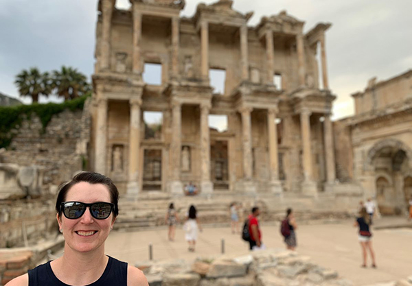 Aimee on her most recent travels in the ancient city of Ephesus.