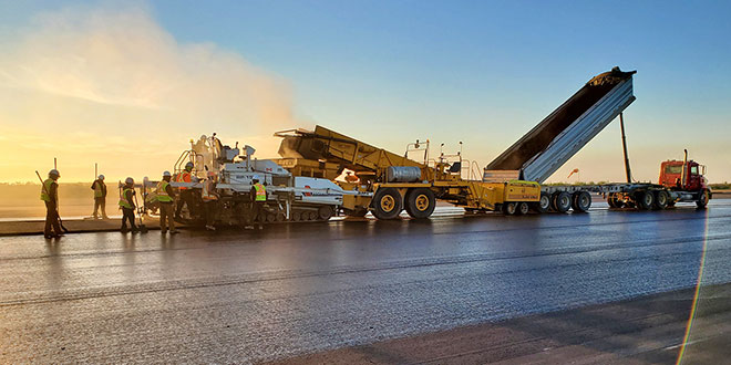 Our asphalt product being laid on a major roadway.