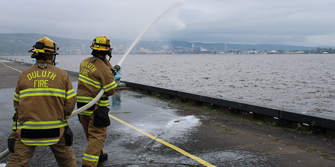 Firefighters at the Clure Terminal