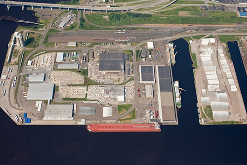 Bird's eye view of the Duluth Marine Terminal