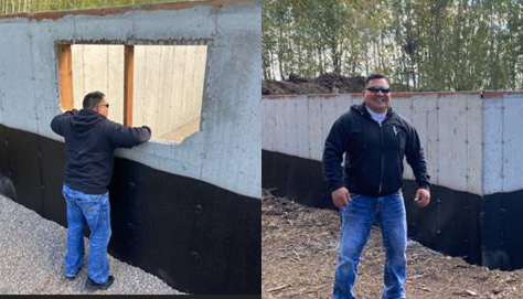 Cold Lake First Nations Chief Roger Marten inspecting progress on one of the first new homes being built in his community, September 2020