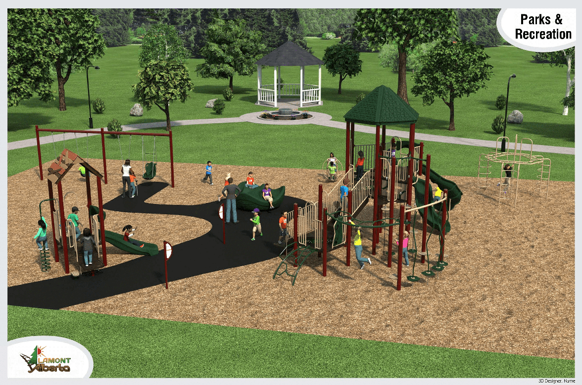 A virtual image of a playground. 